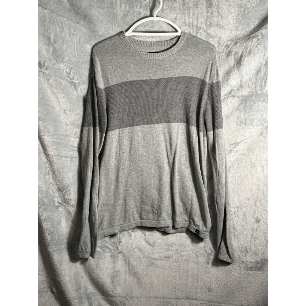 Prana Gray sweater Long Sleeve waffle color block men's Medium Organic Cotton
